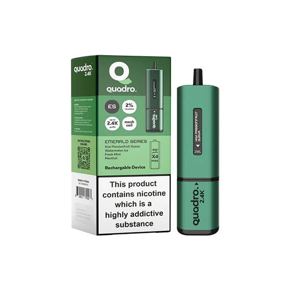 20mg Quadro 2.4K Pod Vape Kit 4 in 1 - 2400 Puffs - Image 6