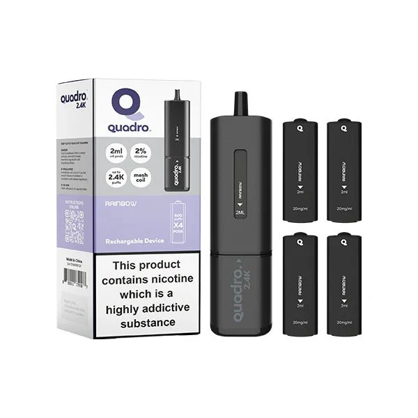 20mg Quadro 2.4K Pod Vape Kit 4 in 1 Black Series 2400 Puffs - Image 14