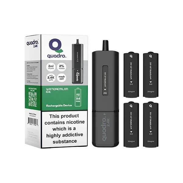 20mg Quadro 2.4K Pod Vape Kit 4 in 1 Black Series 2400 Puffs - Image 17