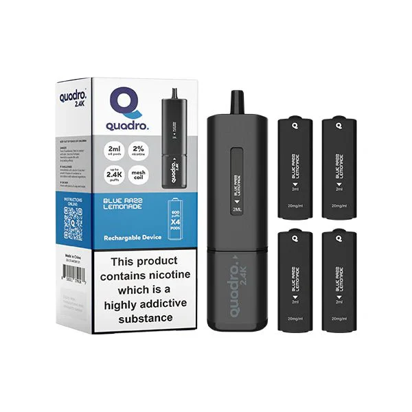 20mg Quadro 2.4K Pod Vape Kit 4 in 1 Black Series 2400 Puffs - Image 2