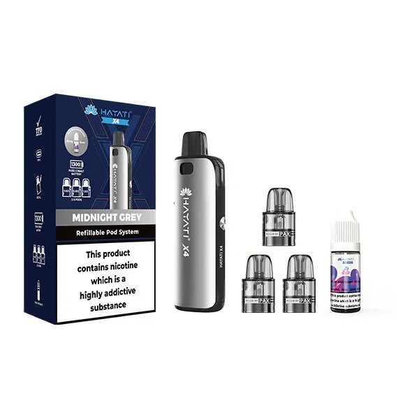 Hayati X4 Refillable Pod Vape Kit  Includes 1X Nic Salts 20mg + 3x Refillable Pods - Image 3