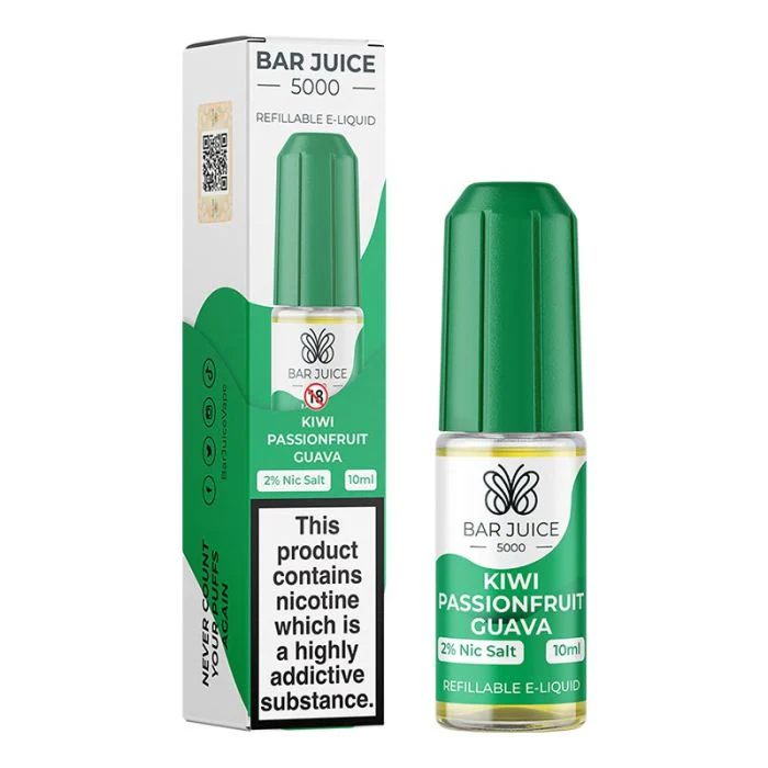 Kiwi Passion Fruit Guava 10ml Nic Salt E-Liquid by Bar Juice 5000
