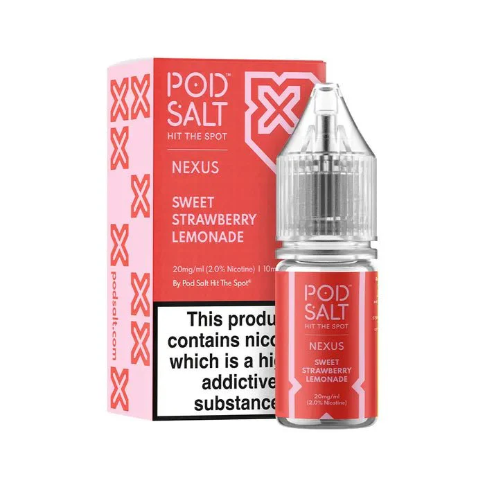Sweet Strawberry Lemonade 10ml Nic Salt E-Liquid by Pod Salt